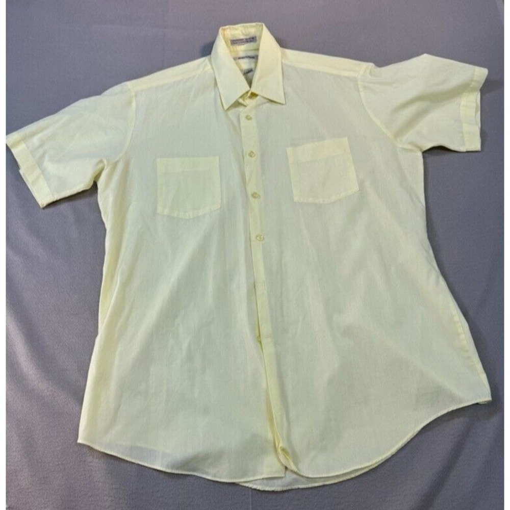 Sears 70s Button Up Shirt Size‎ 16 Yellow Short Sleeves Americana Womens